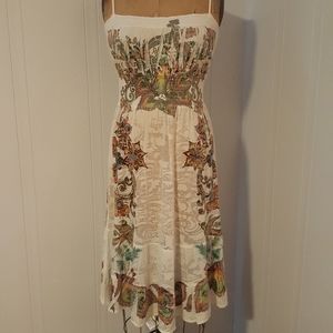 Butterfly Dropout Hippie Boho Cotton Burnout Midi Dress Small